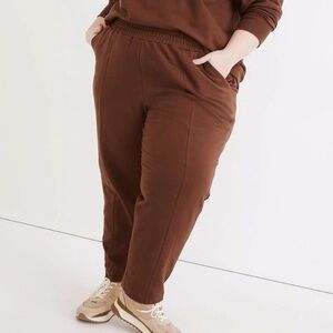 Madewell MWL Brown Hot Coco Ribbed Seamed Tapered Leg Sweatpants Loungewear Pant